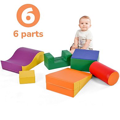 F.c Design 6-in-1 Colorful Soft Climb And Crawl Foam Playset Indoor Active Play Structure For Kids