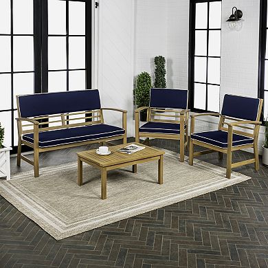 Barclay 4-piece Modern Coastal Acacia Wood Conversation Outdoor Patio Set