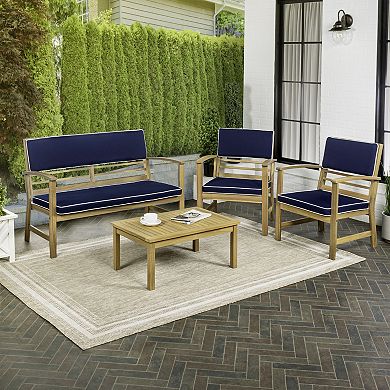 Barclay 4-piece Modern Coastal Acacia Wood Conversation Outdoor Patio Set