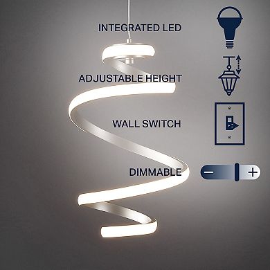 Whirl 11" 1-light Modern Minimalist Aluminum/iron Abstract Integrated Led Pendant, Silver