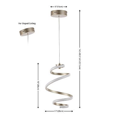 Whirl 11" 1-light Modern Minimalist Aluminum/iron Abstract Integrated Led Pendant, Silver