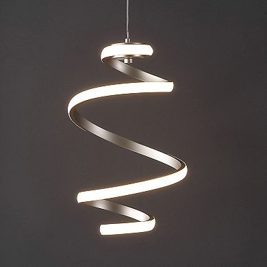 Whirl 11" 1-light Modern Minimalist Aluminum/iron Abstract Integrated Led Pendant, Silver
