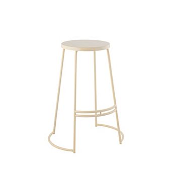 Hula 28.75" Modern Designer Iron Curved Backless Bar Stool, Almond Frame