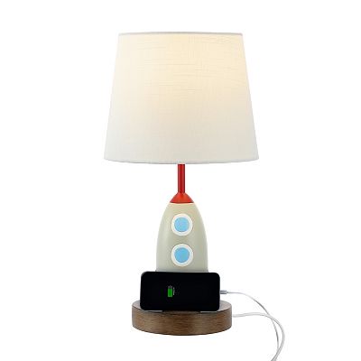 Style Iron/resin Rocket Led Kids' Table Lamp With Phone Stand, Usb  Charging Port, Multi-color