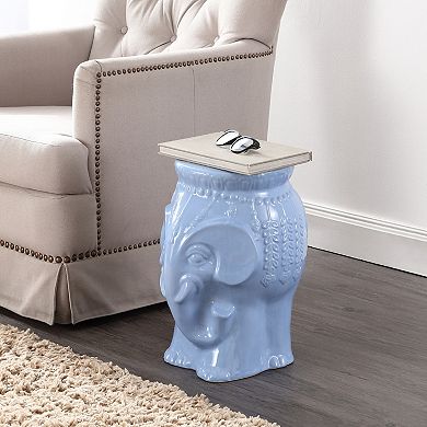 Orla 18.5" Modern Bohemian Elephant Ceramic Garden Stool