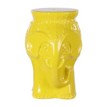 Orla 18.5" Modern Bohemian Elephant Ceramic Garden Stool