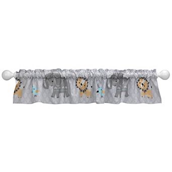 Bedtime Originals Jungle Fun Gray Safari Elephant And Lion Window Valance