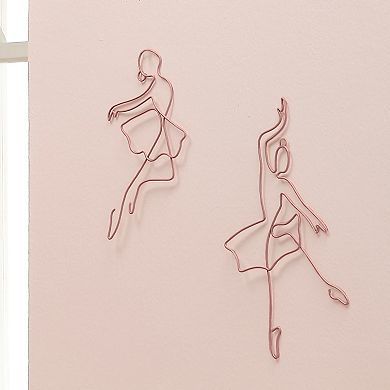 Lambs & Ivy Ballerina Baby 2-piece Pink Ballet Dancers Wire Wall Decor