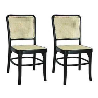 Colmar Mid-century Vintage Wood Rattan Dining Chair