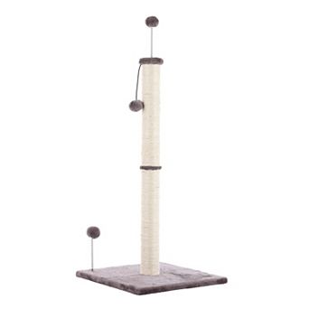 Rylie 38" Farmhouse Sisal Pillar Cat Scratching Post With Fuzzy Toys And Spring Balls