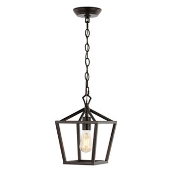 Oslin 8" 1-light Vintage Farmhouse Iron Chain Pagoda Led Pendant, Oil Rubbed Bronze/brass Gold