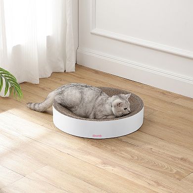 Nelson Modern Cardboard Round Bowl Cat Scratcher with Catnip