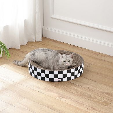 Nelson Modern Cardboard Round Bowl Cat Scratcher with Catnip
