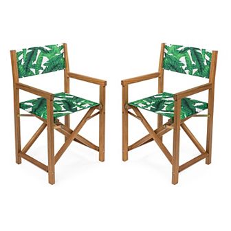 Vintage Outdoor Acacia Wood Folding Director Chair With Canvas Seat