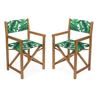 Vintage Outdoor Acacia Wood Folding Director Chair With Canvas Seat