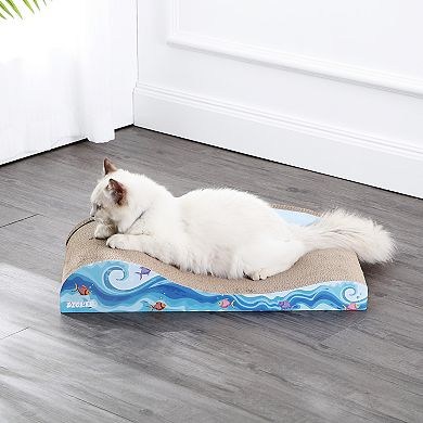 Kokomo 23.75" Coastal Cardboard Lounge Bed Cat Scratcher With Catnip