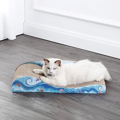 Kokomo 23.75" Coastal Cardboard Lounge Bed Cat Scratcher With Catnip