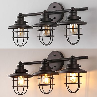 Ellis 24" 3-light Industrial Farmhouse Vanity Light With Bathroom Hardware Accessory Set(5-piece)