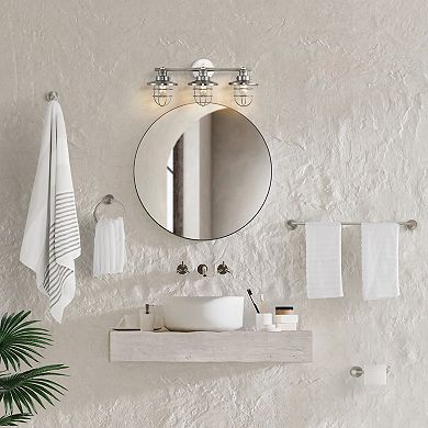 Ellis 24" 3-light Industrial Farmhouse Vanity Light With Bathroom Hardware Accessory Set(5-piece)