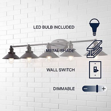 July 46" 5-light Metal Vanity Light, Oil Rubbed Bronze