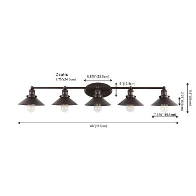 July 46" 5-light Metal Vanity Light, Oil Rubbed Bronze