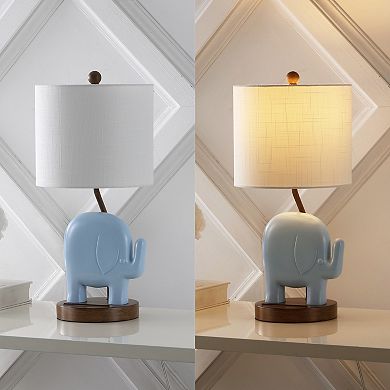 20.25" Bohemian Designer Iron/resin Elephant Led Kids' Table Lamp, Phone Stand, Usb Charging Port