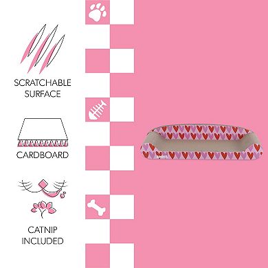 Montego 27.5" Coastal Patterned Cardboard Lounge Bed Cat Scratcher With Catnip