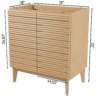30w X 18d X 33h Thin Linear Slat 2-shelf Bath Vanity Cabinet Only (sink Basin Not Included)