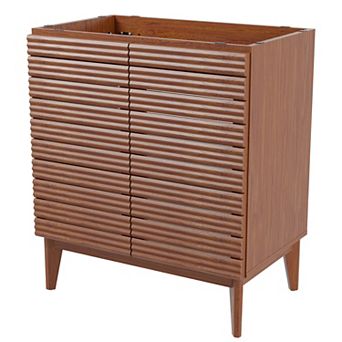 30w X 18d X 33h Thin Linear Slat 2-shelf Bath Vanity Cabinet Only (sink Basin Not Included)