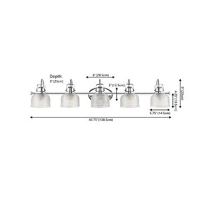 Virginia 42.75" 5-light Metal/glass Led Vanity Light, Chrome