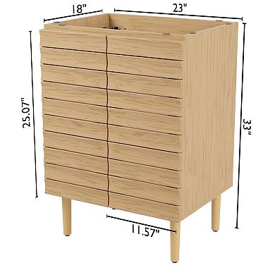 24w X 18d X 33h Thick Linear Slat 2-shelf Bath Vanity Cabinet Only (sink Basin Not Included)