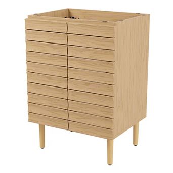 24w X 18d X 33h Thick Linear Slat 2-shelf Bath Vanity Cabinet Only (sink Basin Not Included)