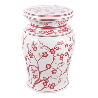 Cherry Blossom 17.75" Ceramic Garden Stool