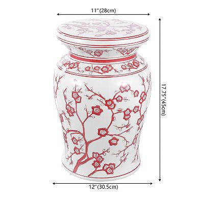Cherry Blossom 17.75" Ceramic Garden Stool