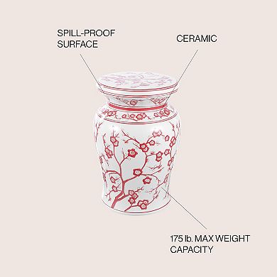 Cherry Blossom 17.75" Ceramic Garden Stool