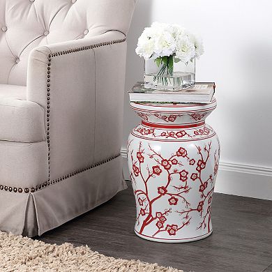 Cherry Blossom 17.75" Ceramic Garden Stool
