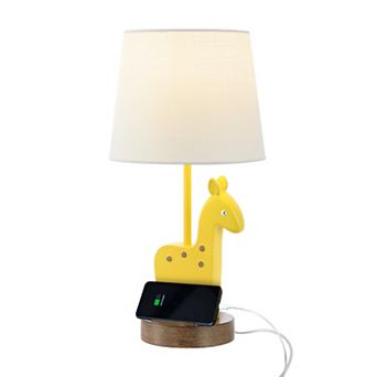 17.5" Mid-century Vintage Iron/resin Giraffe Led Kids' Table Lamp, Phone Stand, Usb Charging Port