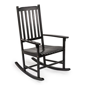 Seagrove Farmhouse Classic Slat-back 350-lbs Support Acacia Wood Outdoor Rocking Chair