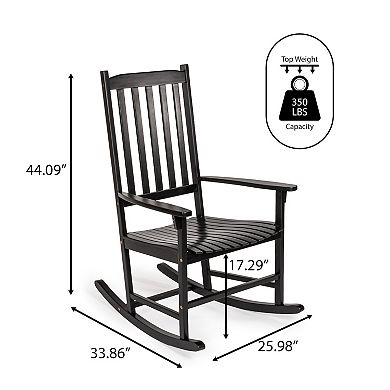 Seagrove Farmhouse Classic Slat-back 350-lbs Support Acacia Wood Outdoor Rocking Chair