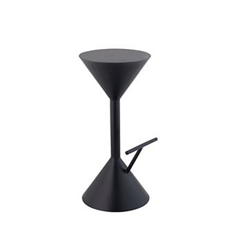 Chronos 29.75" Modern Industrial Iron Hourglass Backless Bar Stool With Foot Rest, Black