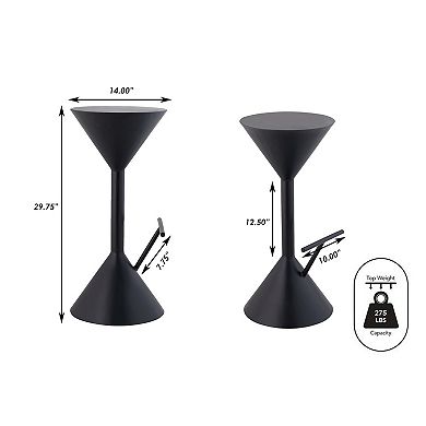 Chronos 29.75" Modern Industrial Iron Hourglass Backless Bar Stool With Foot Rest, Black