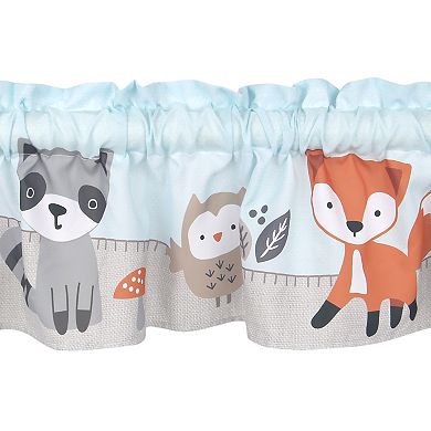 Bedtime Originals Woodland Friends Mint Blue/gray Forest Animals Window Valance