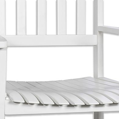 Seagrove Farmhouse Classic Slat-back 350-lbs Support Acacia Wood Outdoor Rocking Chair