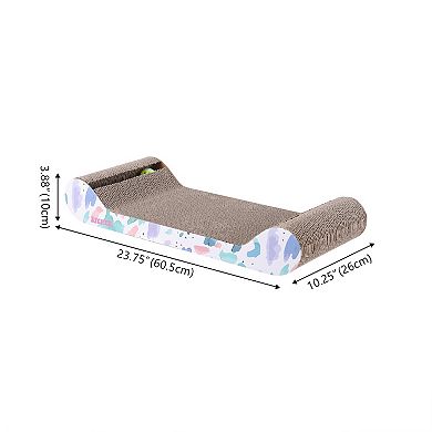 Rini 23.75" Modern Cardboard Lounge Bed Cat Scratcher With Built-in Bell Toys And Catnip