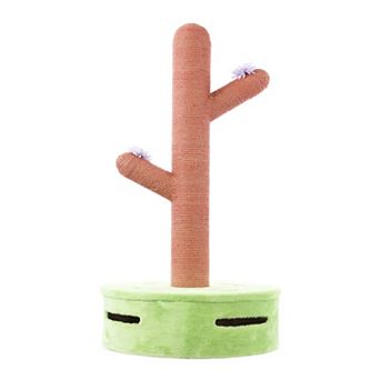 Rosa 36" Modern Jute Cactus Cat Scratching Post With Flower Toys And Built-in Bell Toys