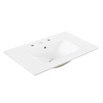 3-hole 20 in W X 18.25 in D Classic Contemporary Rectangular Ceramic Single Sink Basin Vanity Top