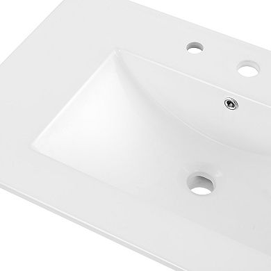 3-hole 20 In. W X 18.25 In. D Classic Contemporary Rectangular Ceramic Single Sink Basin Vanity Top
