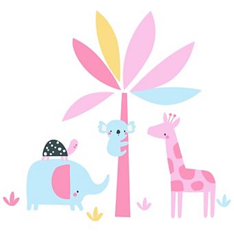 Lambs & Ivy Snuggle Jungle Pastel Safari Elephant/giraffe/tree Wall Decals
