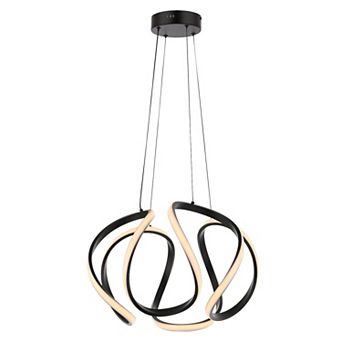 18.5" 1-light Contemporary Designer Aluminum/iron Scribble Integrated Led Pendant Light, Black