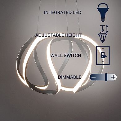 18.5" 1-light Contemporary Designer Aluminum/iron Scribble Integrated Led Pendant Light, Black